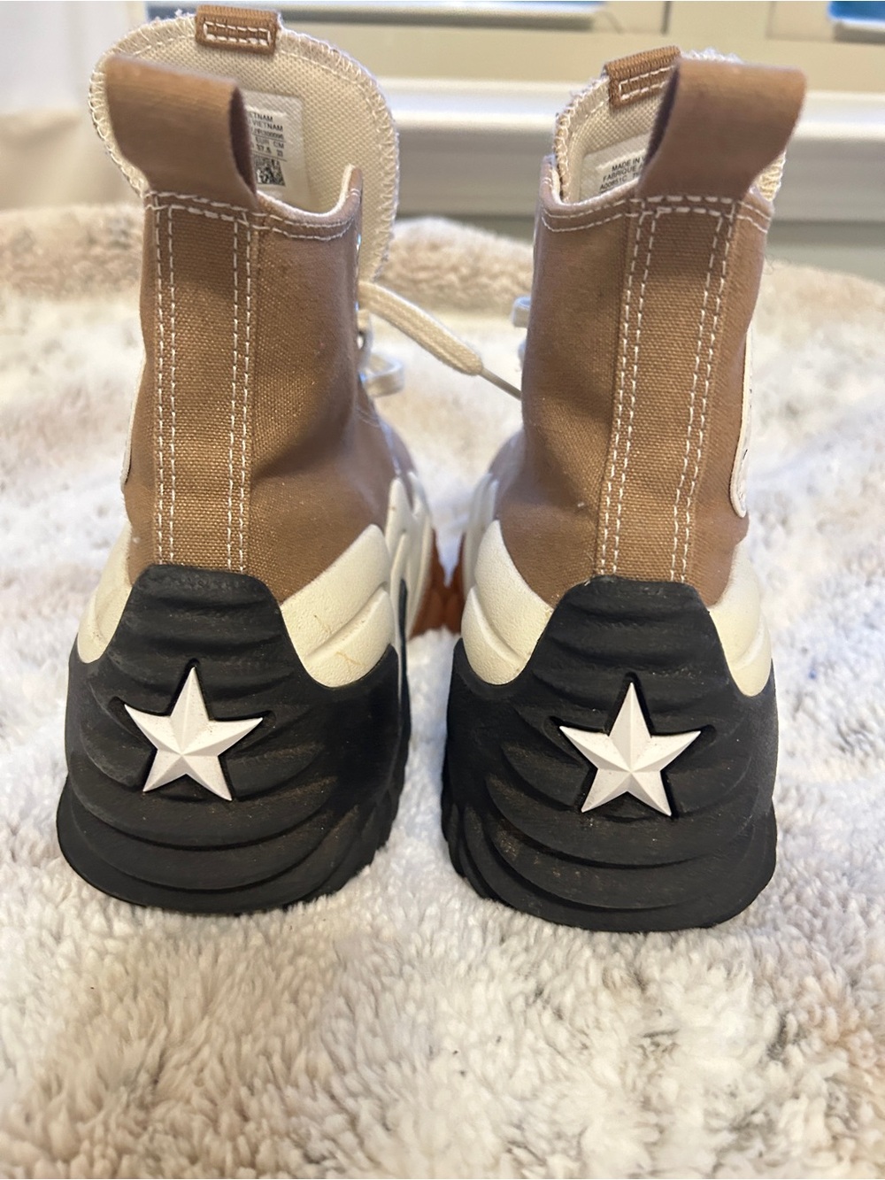 Converse Kids High-Top Sneakers in Tan, White & Brown - Picture 3 of 6